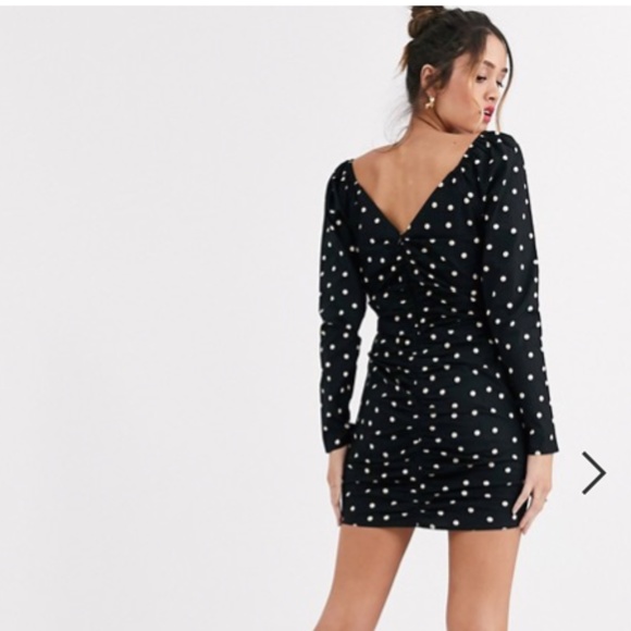 ASOS sweetheart neck ruched front mini dress - Picture 2 of 4
